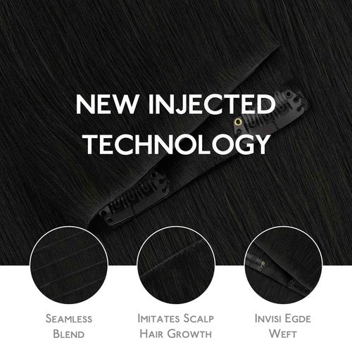 WENNALIFE Invisi Edge Clip in Hair Extensions Real Human Hair, 12 Inch 80g 7pcs Natural Black Invisible PU Skin Weft Straight Extensiones De Cabello Hmano Clip Ins