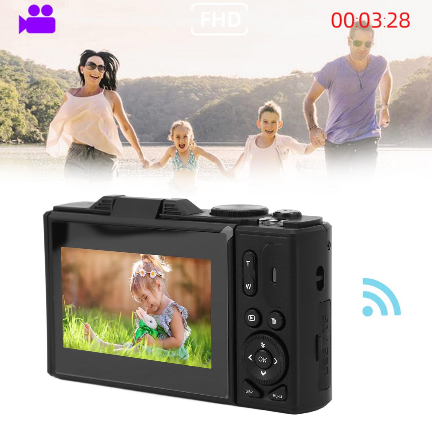 Zunate Retro 64MP Digital Camera, Vintage 4K UHD Vlogging Camera with 18X Zoom, Autofocus, 3 Inch Flip Screen for Travel Photography Vlogging (Black), Zunateyk6vg30wnx-12