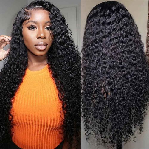 virginess Deep Wave Lace Front Wigs Human Hair Pre Plucked 20 Inch 13x4 Lace Frontal Closure Wig for Black Women Glueless Deep Curly Lace Front Wig Human Hair Wig