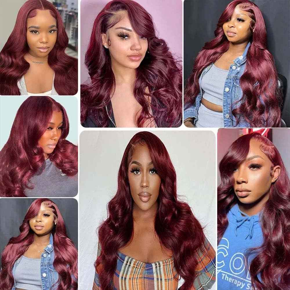 Giginger Bundles Human Hair Burgundy 99J Body Wave Human Hair Bundles 26 28 30 inch Wine Red Unprocessed Quick Weave Soft Sewn In Hair Extensions for Black Women
