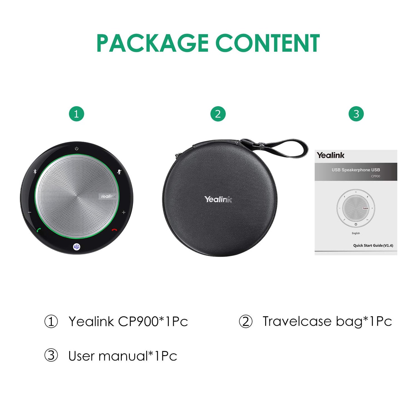 Yealink Bluetooth Speakerphone USB Speakers with Microphone Teams Certified CP900 Wireless Enhanced Noise Reduction Algorithm Home Office 360° Voice Pickup (Package Without dongle)