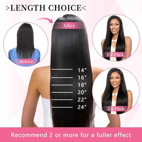 FBLhair 22 inch Seamless Clip in Hair Extensions Real Human Hair 110g 7pcs Human Hair Extensions Clip ins for Black Women 1B Natural Black Straight
