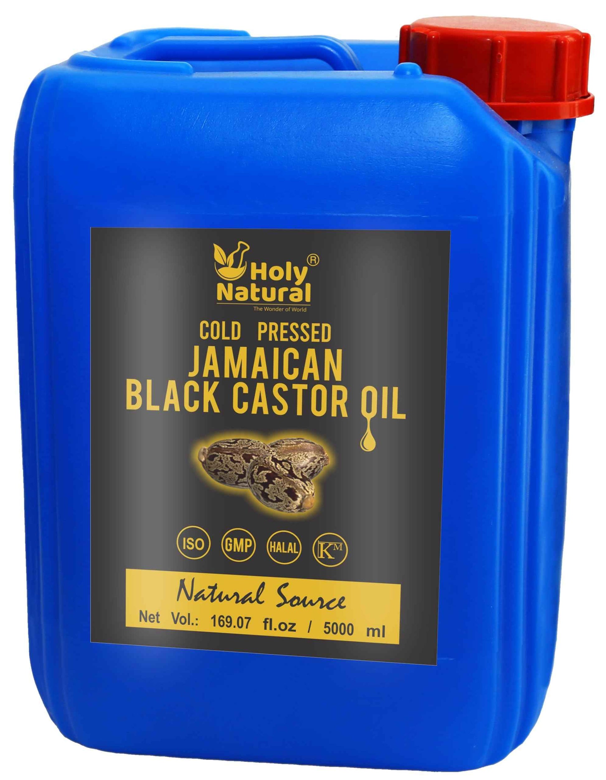 Holy Natural - The Wonder of World Jamaican Black Castor Oil I Cold pressed Traditional Handmade with Typical and Traditional roasted castor beans smell (No Additive, No preservative) (169.07 Fl Oz)