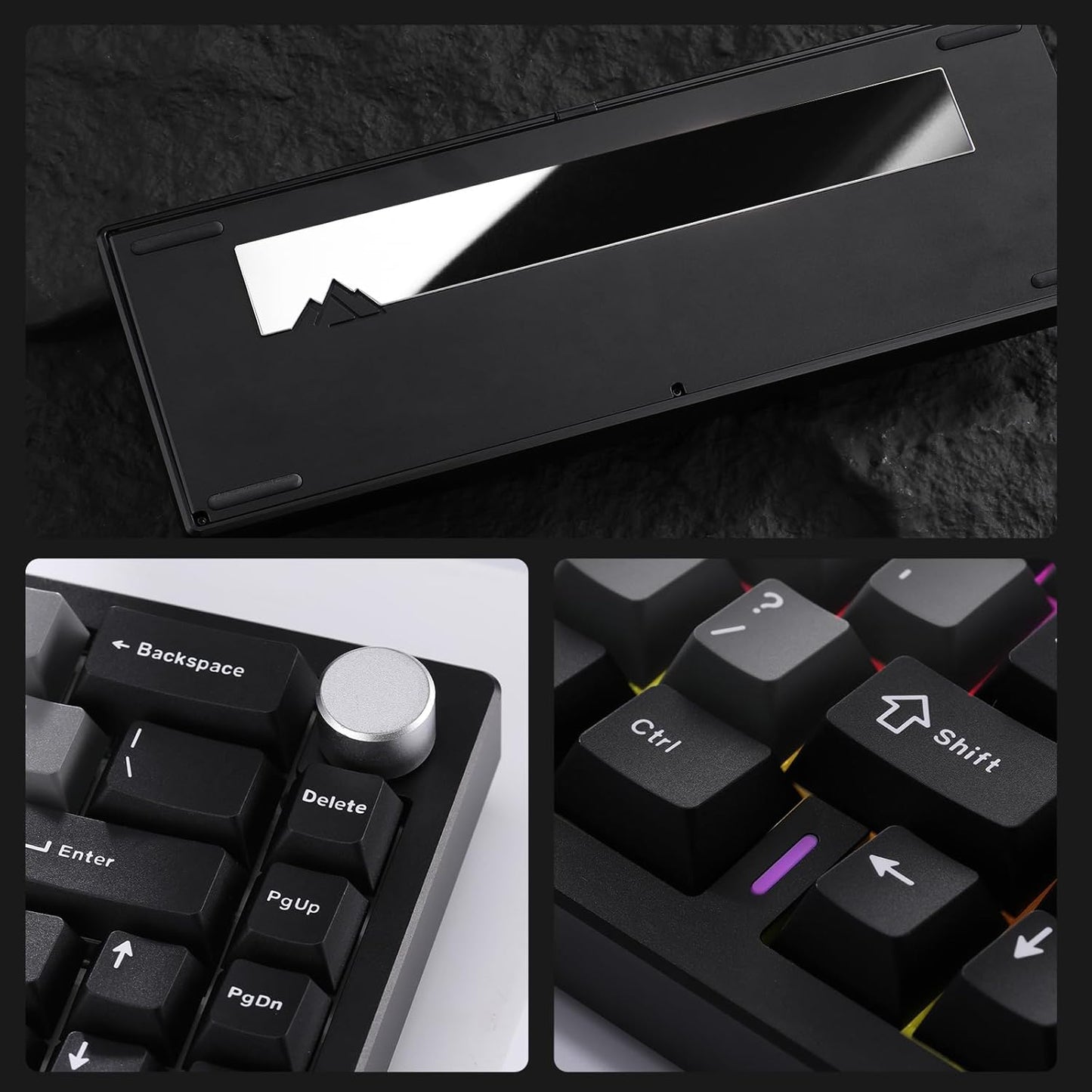 YUNZII AL68 Wireless Mechanical Keyboard,Full Aluminum CNC,60% Layout with Knob, QMK/VIA Software,Gasket Mounted,Hot Swappable,RGB Backlit,BT/2.4G/USB-C for Mac/Win(Black, Gateron Zero)