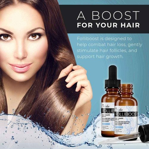 Tricho Labs Folliboost Hair Growth Serum - Natural-Based Formula w/Biotin & Peppermint Oil - Hair Care for Thicker & Fuller Hair - 2oz, 3-Pack