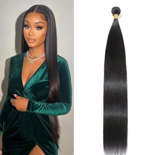 NROOEAY Straight Bundles Human Hair 28 inch 100% Unprocessed Brazilian Straight Hair Bundles 12A Remy Virgin Retain the Intact Cuticle, Long Lifespan