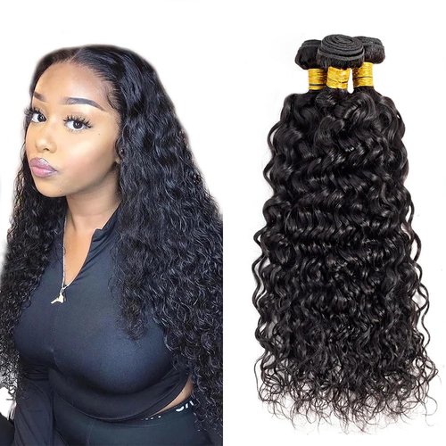 Water Wave Bundles Human Hair Wet And Wavy Human Hair Bundles 24 26 28 Inch Soft And Healthy Unprocessed Brazilian Remy Hair Extensions For Women 3Pcs/Set Deals