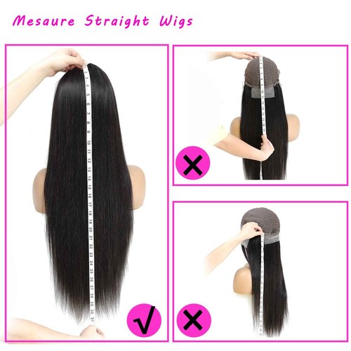 bunGiol 30 inch Lace Front Wig Straight Lace Frontal Wigs Pre Plucked with Baby Hair 180% Density 13X4 Brazilian Virgin Human Hair Wigs for Black Women Natural Black Color