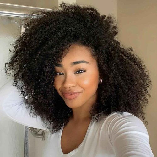 VIVIBABI Afro Kinky Curly 3 In 1 Half Wig Human Hair Seamless Flip Over Wear and Go Glueless Wigs Beginner Friendly 180% Density Curly Hair Drawstring Headband Wig 20Inch