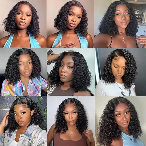 Maytune 5x5 Curly Bob Wig Human Hair Wear and Go Glueless Bob Wig Glueless Wigs Human Hair Pre Plucked Pre Cut Curly Bob Wigs for Black Women HD Lace Closure Wig Short Curly Bob Wig 12 Inch