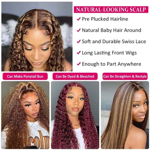 Condescension Human Hair Wig HD Highlight P4/30 Jerry Curly Lace Front Wigs Human Hair 200% Density Real 5X5 Lace Front Wigs Pre Plucked for Black Women