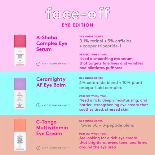 Drunk Elephant A-Shaba Complex Eye Serum with Deluxe Sample - 15ml .1% Retinol Eye Cream - 5ml Lala Retro Whipped Cream - Clean Clinical Skincare - Cruelty-Free - Dermatologist-Tested