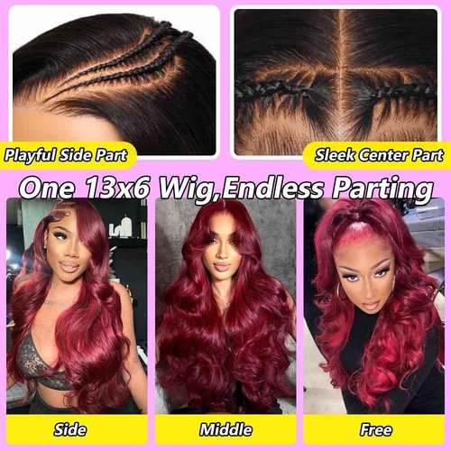 Nollipopco 30inch 99j burgundy lace front wigs human hair 13x6 HD Body Wave Lace Front Wigs Human Hair 200 Density Pre Plucked Glueless Frontal Wigs Human Hair for Black Women