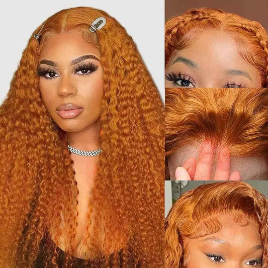Ginger Wig Human Hair 13x6 Ginger Orange Deep Curly Lace Wig Human Hair Ginger Lace Front Wigs Human hair 200% Density ginger Deep Wave Frontal Wigs For Black Women Pre Plucked With Baby Hair 26 Inch