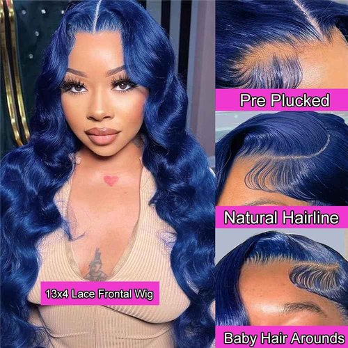 Dark Blue Lace Front Wigs Human Hair Body Wave 26 Inch 13x4 HD Royal Blue Lace Front Wig Human Hair Wear and Go Glueless Wig Pre Plucked With Babyhair Colored Hd Lace Frontal Wigs For Black Women