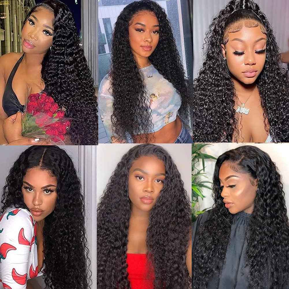 28 Inch Deep Wave Lace Front Wigs Human Hair 200 Density 13x6 HD Transparent Jerry Curly Lace Front Wigs Glueless Wigs Pre Plucked Deep Curly Human Hair Wig for Women