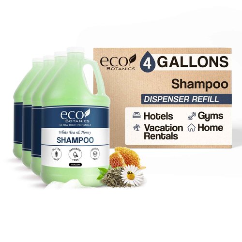 Terra Pure Eco Botanics Hotel Shampoo | 1 Gallon | Designed to Refill Soap Dispensers (Set of 4)