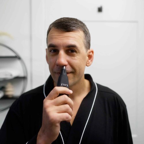 MANGROOMER INTELLIMAX PRO Body and Ball Groomer, Groin Trimmer for Men, Electric Ball Shaver, Pubic Trim, with Free Bonus Foil Included and Free Nose Trimmer Replacement Head