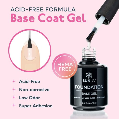 SUNUV SUN3 Professional UV Light for Nails with Top Coat Base Coat Set