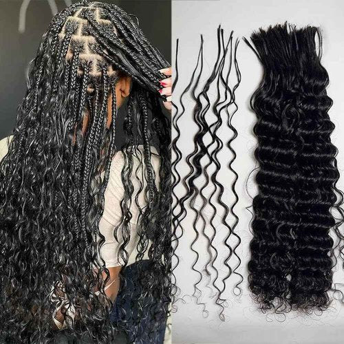Pre Divided Bulk Human Hair for Boho Braids Deep Wave Bundles for Briding Brazilian Virgin Human Hair Curly Bulk Crochet Hair No Weft Extensions for Black Women 16Inch 320 roots 100g