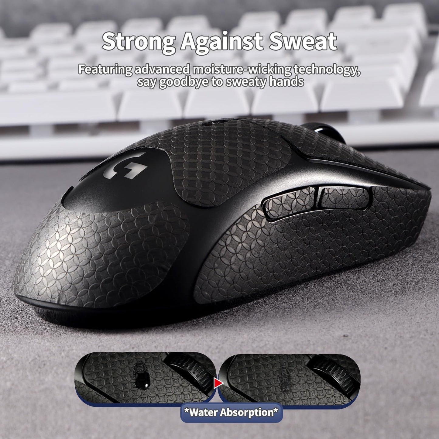 Anti-Slip Mouse Grip Tape for Logitech G Pro Wireless Mouse Skin Sweat-Resistant G Pro Mice Sticker Decal(White)