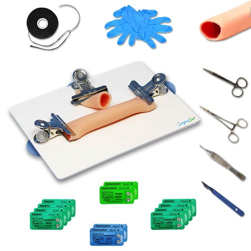 SurgicalSim Bowel Anastomosis Suture Practice Kit, End-to-Side Techniques, Includes 1 x Long and 1 x Short 0.8" Diameter Models, Tool Kit, Threads, Ideal for Practice, Demonstration, for Students