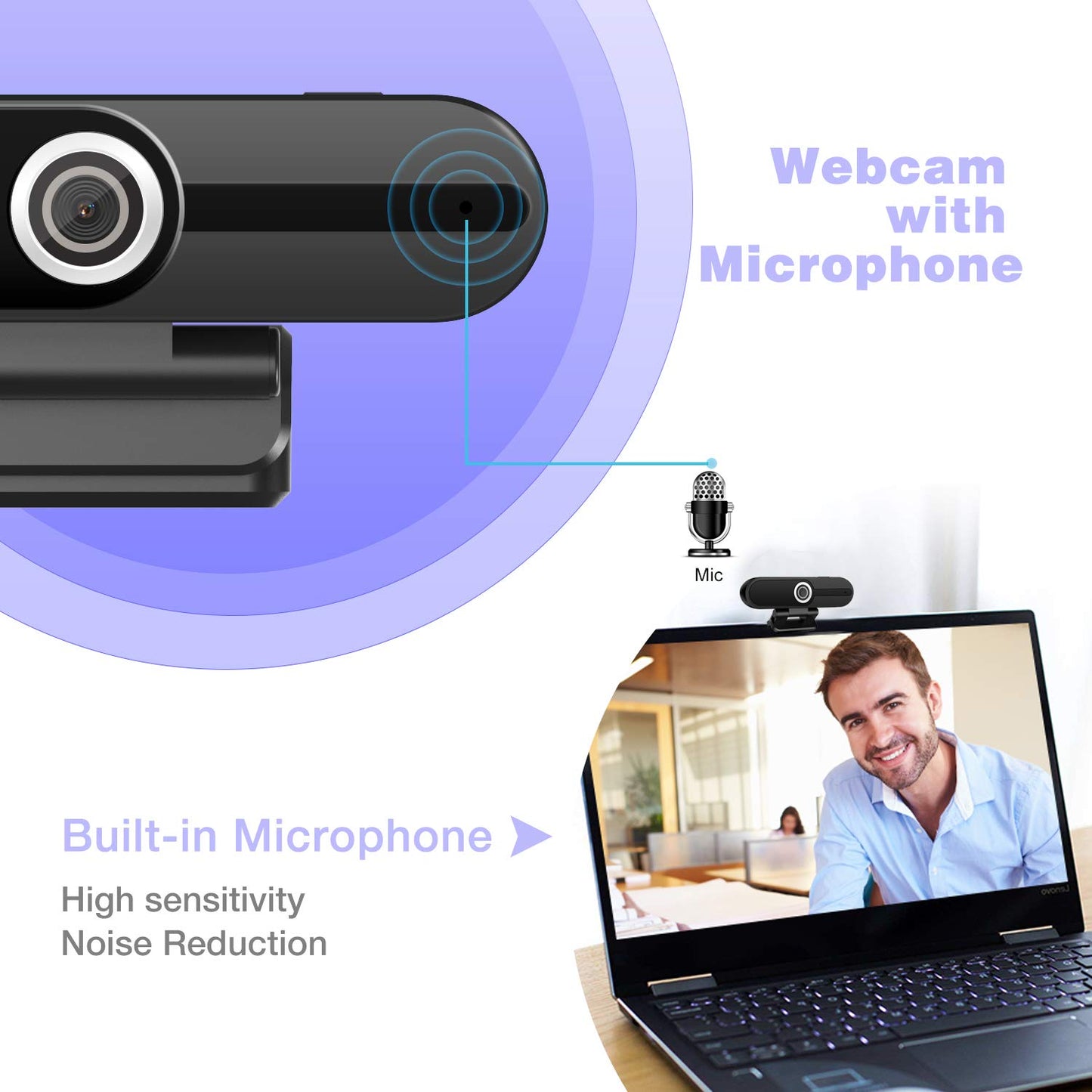 Akyta Computer Camera with Microphone, 1080P HD Laptop USB Webcam with Privacy Shutter and Tripod,90 Degree Wide Angle PC Web Camera for Zoom Meeting, YouTube Streaming