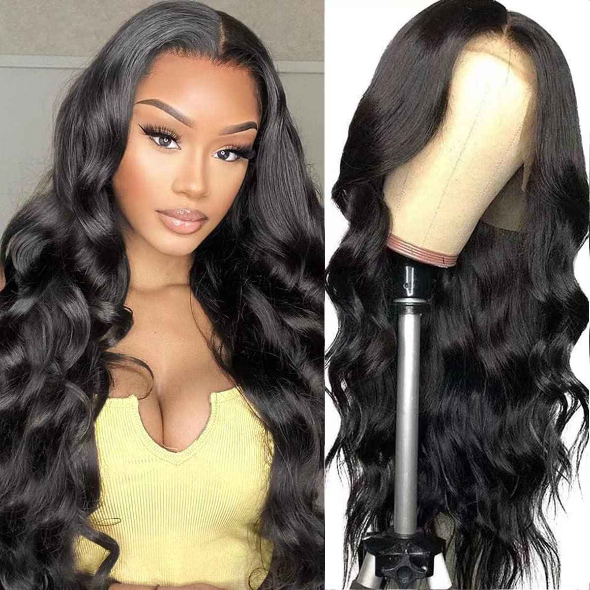 MAIME Small Cap Wigs 21 inch Size Lace Front Human Hair Wig for Black Women 16 inch