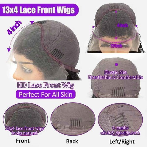 Sungirl Bob Wig Human Hair 13x4 Deep Wave Curly Lace Front Wigs Human Hair For Women Short Bob Wig Pre Plucked with Baby Hair Glueless Hair Curly Wigs Nature Hairline 180% Density 16 Inch