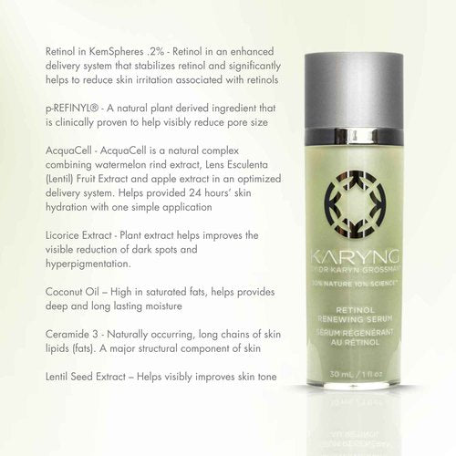 KARYNG Retinol Renewing Serum, Anti Aging Retinol Serum, Face Serum Targets Fine Lines and Wrinkles, Anti Aging Serum with Retinol and Coconut Oil, 1oz
