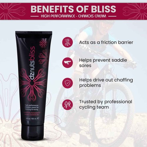 dznuts - Women’s Bliss Chamois Cream - Anti-Chafing for Saddle Sores, Thigh Friction, Skin Irritation - Cyclists, Runners, Triathletes 3 Pack