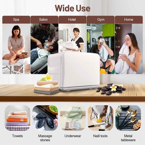 Utenzi Hot Towel Warmer, 8.5L Mini Towel Warmer Cabinet, Professional Small Towel Heating Box with Stainless Steel Rack, Premium Towel Heater for Spa, Beauty Salon, Barber, Massage, Gym, Home, White