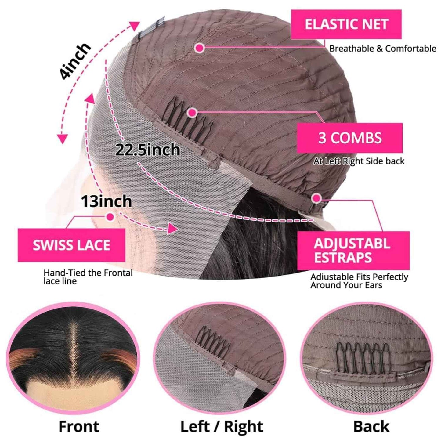 Ginger Blonde Highlight Lace Front Wigs Human Hair Skunk Stripe 13x4 Lace Frontal Wig Straight Black Ginger and Blonde Ombre Colored Wigs Glueluess Human Hair 18 Inch 180% Density Pre Plucked