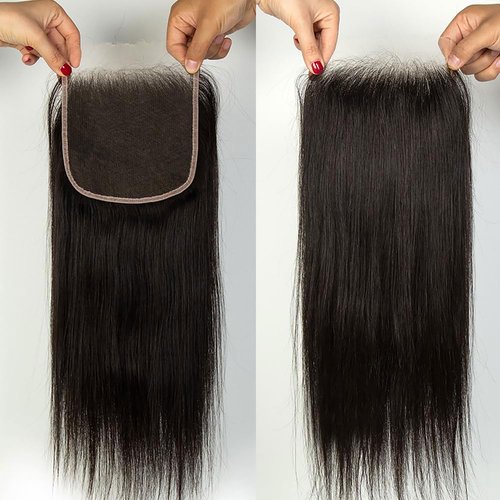 Upgrade Real Skinliked 5X5 HD Closure Human Hair Straight Lace Closure 0.095 mm Ultra Thin Invisible HD Lace Closure Pre Plucked Natural Hairline With Baby Hair 100% Real Human Hair Black 14 Inch