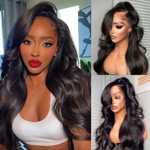 Atohallan 13x4 Body Wave Lace Front Wigs Human Hair Pre Plucked 26 Inch HD Transparent Lace Frontal Wigs Human Hair for Women 180% Density Glueless Frontal Wigs Human Hair Body Wave Wig(26 Inch)
