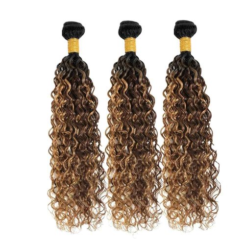 P4/27 Highlight Bundles - 26, 28, 30 inch Human Hair #4 Water Wave & Ombre Blonde & Brown Bundles
