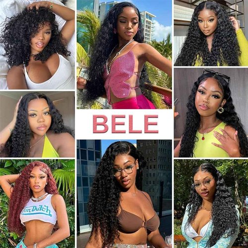 BELE 18 Inch 13x6 Deep Wave Lace Front Wigs Human Hair 200% Density Deep Curly Lace Front Wigs Human Hair Brazilian Vrigin Hair Curly HD Transparent Lace Frontal Wig Pre Plucked with Baby Hair