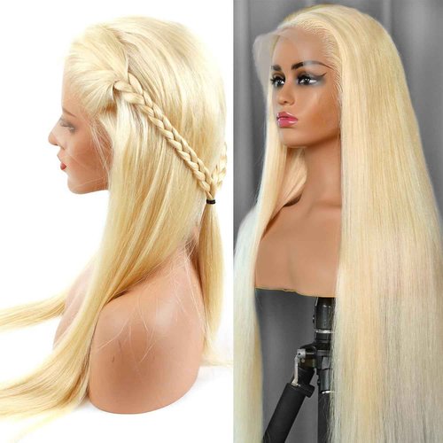 613 13x4 Hd Lace Closure 20 Inch 12A Brazilian Virgin Remy Hair Free Part 13x4 613 Hd Transparent Ear To Ear Blonde Frontal Human Hair For Women Pre Plucked With Baby Hair 100% Russian Virgin Hair