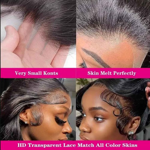 Body Wave Human Hair Wig 200 Density Hd Lace Front Wigs Human Hair Pre Plucked Bleached Tiny Knots Wigs For Women 13x6 Lace Frontal Wigs Human Hair 12A Soft Natural Black Wig 24inch