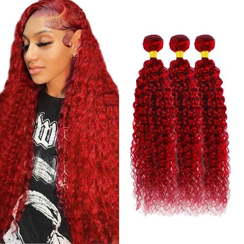 Red Bundles Human Hair Water Wave Bundles 18 20 22 Inch Unprocessed Brazilian Virgin Hair Red Water Wave 3 Bundle Human Hair Extensions 50 Gram Per Bundle