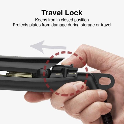 Olivia Garden Travel Size 5/8" Ceramic + Ion Professional Flat Iron Dual Voltage with Heat Resistant Mat/Pouch and Detangling Brush
