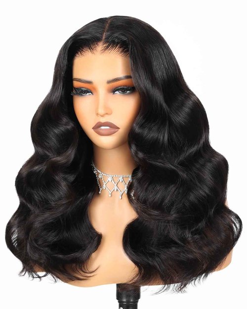 Arabella 6x6 Wear and Go Glueless Wig 12a Glueless Wigs Human Hair Pre Plucked Pre Cut Loose Body Wave Only Middle Part Lace Front Wigs Human Hair 100% Pre Bleached Knots Wig (20inch, 6X6 Body Wave)