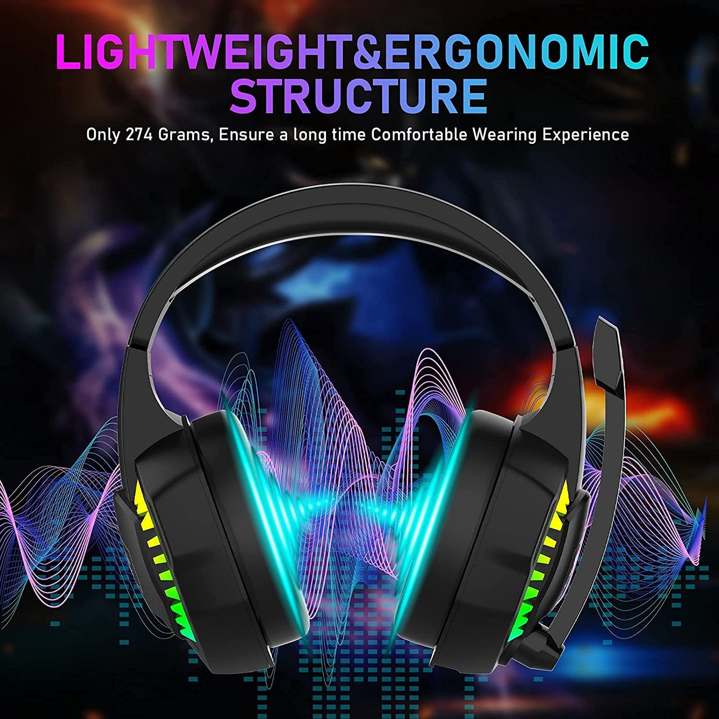 60% Gaming Keyboard Honeycomb Mouse and RGB Headset Comboith Rainbow Backlight Ergonomic 62Key Mechanical Feeling Adjustable 7200DPI Mice Stereo Sound Headphone for PS4 Xbox One PC Mac Gamer