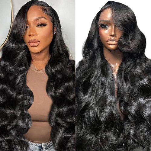 PUNUBO 13x6 Body Wave Lace Front Wigs Human Hair Pre Plucked HD Transparent Lace Frontal Wigs Human Hair 230% Density Glueless Human Wigs with Baby Hair for Women 20 Inch