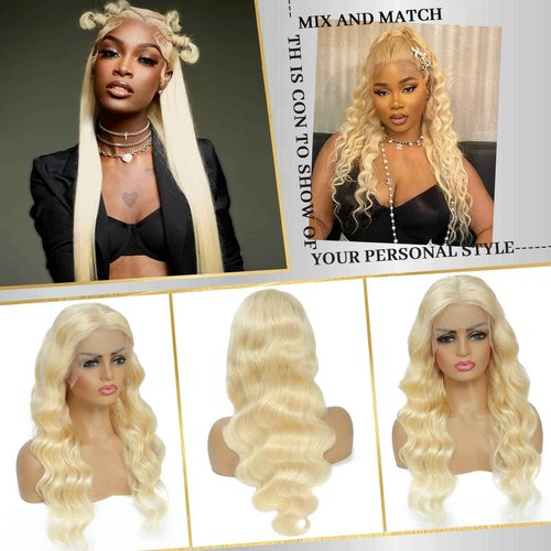 TYUKY 28 Inch 613 13x6 Lace Front Wig Human Hair 200 Density Body Wave Blonde HD Lace Front Wigs Human Hair Pre Plucked Blonde Wig Human Hair 613 Lace Frontal Wigs