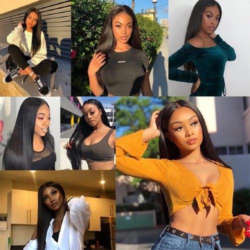 Rebasar Brazilian Straight Human Hair 3 Bundles (22 22 22 Inch) Weave 100% Unprocessed Virgin Weave Hair Human Bundles for American Black Women Remy Straight Hair Extensions Natural Black Color Weft