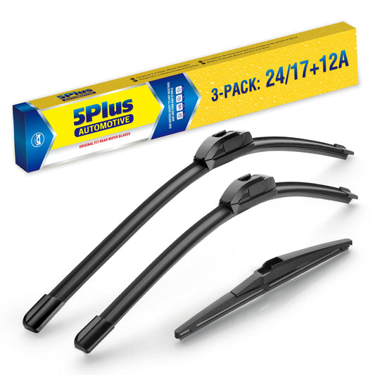 5 PLUS Replacement For TOYOTA RAV4 2012 2011 2010 2009 2008 2007 2006(Set of 3), 24 Inch + 17 Inch Windshield Wiper Blades with 12 Inch Rear Wiper Blade, All-Season OEM Quality Windshield Wiper Blades