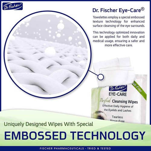 Dr. Fischer Eye Wipes - Hypoallergenic Eyelid Wipes for Everyday Eye Cleansing and Gentle Makeup Remover. (6 packs of 30 wipes each)