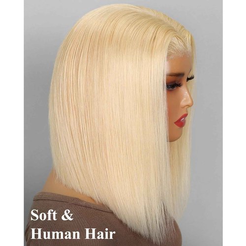 Megalady Beauty Arabella 613 Bob Wig Human Hair 13X4 Ready to Go Glueless Wig 180% Density Straight 613 Bob Wigs Human Hair Pre Plucked with Baby Hair (12inch, 13x4, Glueless Bob Wig)