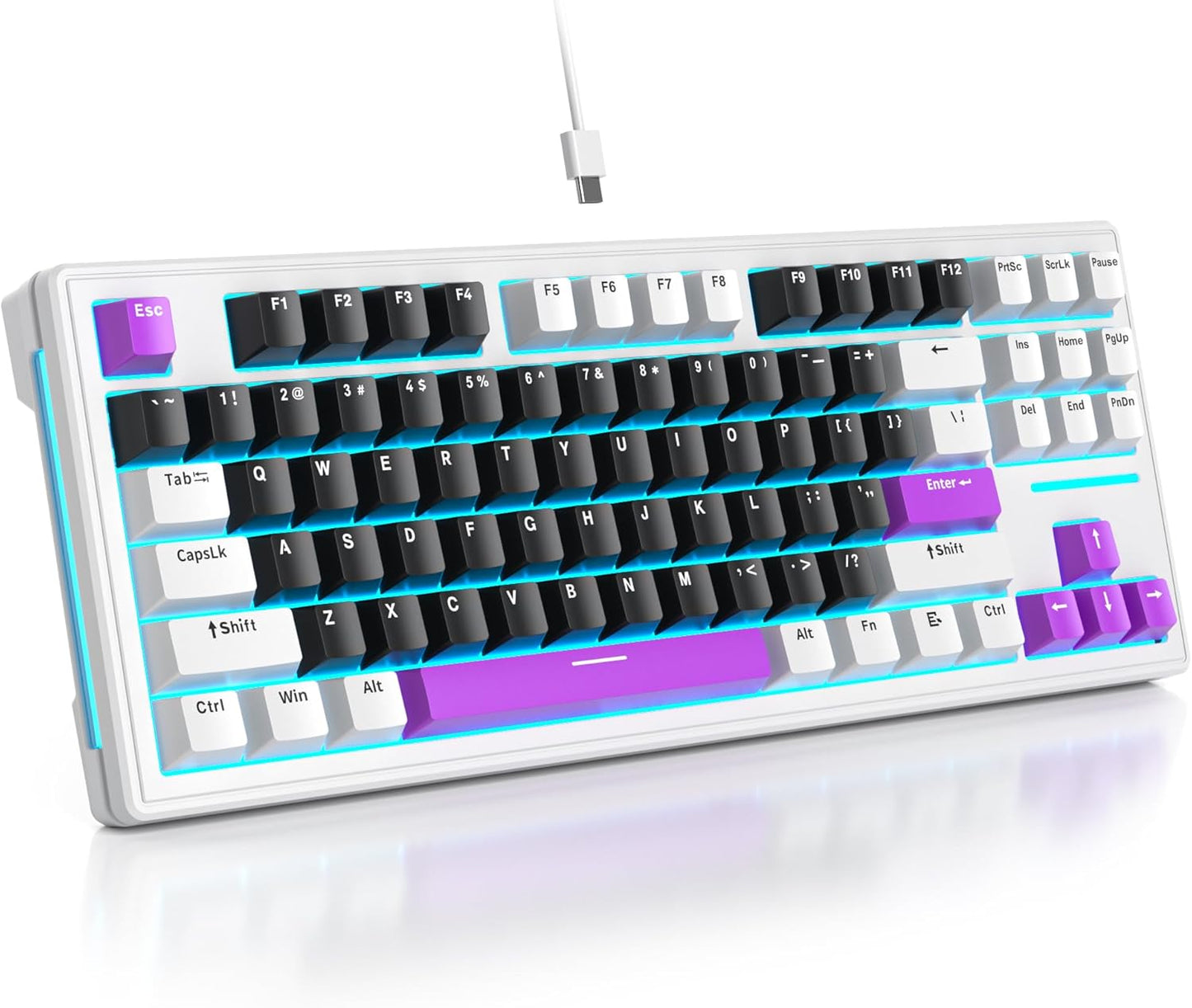75% TKL Wired Mechanical Keyboard,RGB Backlit Gasket Mount 82 Key Hot Swappable Custom Linear Red Switch Gaming Keyboard with Volume Knob & PBT Keycaps (82 Shoko)
